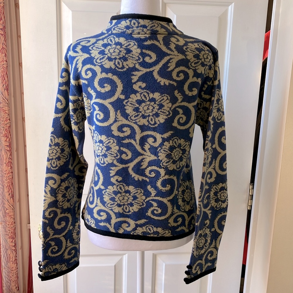 Covelo Silk/Wool/Cotton Blend Sweater Blue/Yellow Size M - Picture 7 of 11